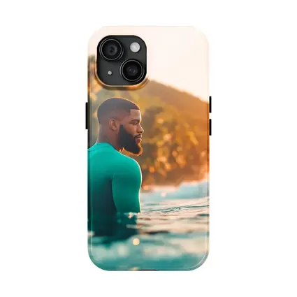 Black Man in Ocean Tropical Sunset