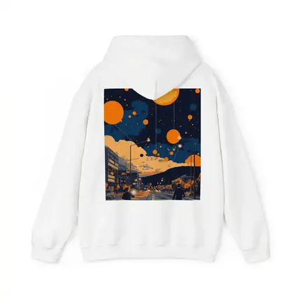 Anime City Street Orange Planets Night Sky