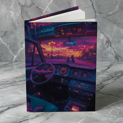 Retro Car Interior Galaxy Night Drive
