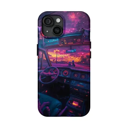 Retro Car Interior Galaxy Night Drive