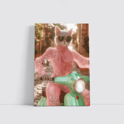 White Cat Sunglasses Pink Glitter Scooter Street