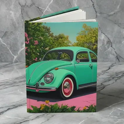 Volkswagen Beetle Mint Green Tropical Garden