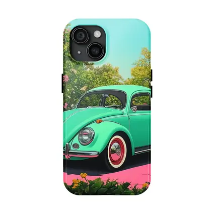 Volkswagen Beetle Mint Green Tropical Garden