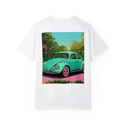 Volkswagen Beetle Mint Green Tropical Garden