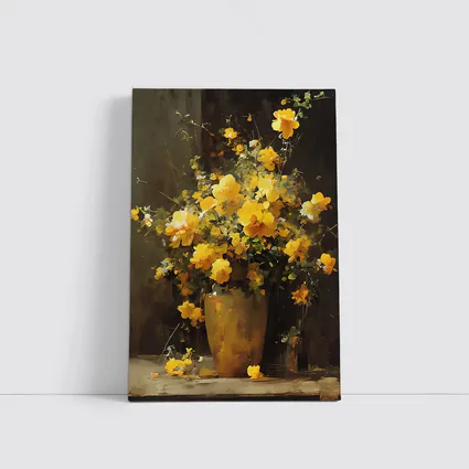 Yellow Roses Bouquet Dark Brown Background