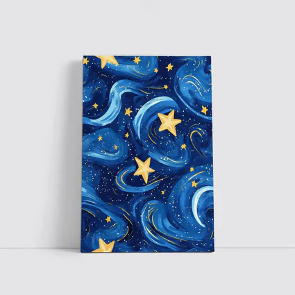 Swirling Night Sky Stars Blue Illustration