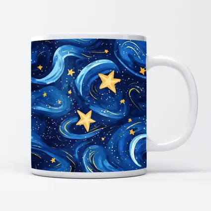 Swirling Night Sky Stars Blue Illustration