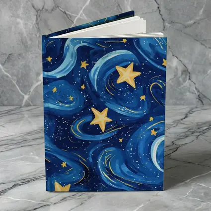 Swirling Night Sky Stars Blue Illustration