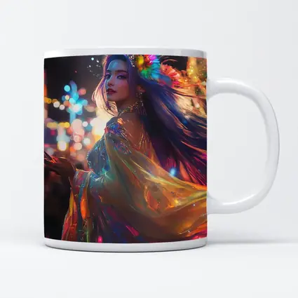 Colorful Woman Neon Lights Night Fantasy