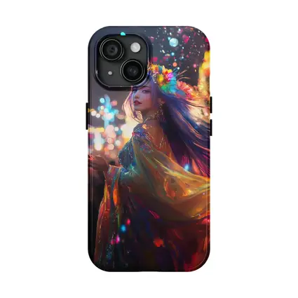 Colorful Woman Neon Lights Night Fantasy