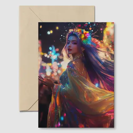 Colorful Woman Neon Lights Night Fantasy