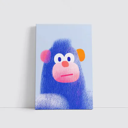 Blue Gorilla Portrait Colorful Cartoon Art