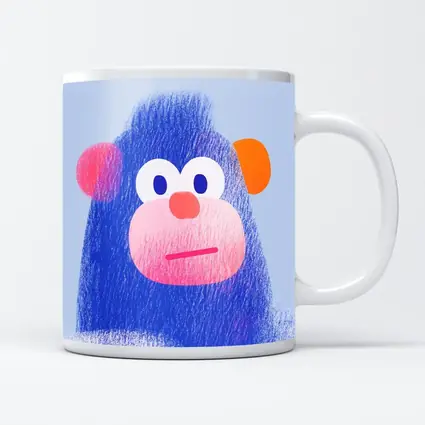 Blue Gorilla Portrait Colorful Cartoon Art