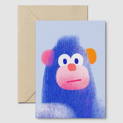 Blue Gorilla Portrait Colorful Cartoon Art