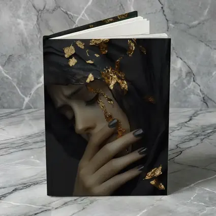 Woman Black Veil Gold Leaf Dark Portrait