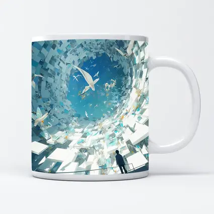 Man Standing Inside Swirling Birds Vortex