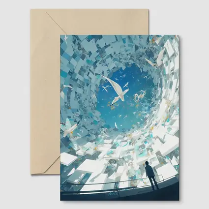 Man Standing Inside Swirling Birds Vortex