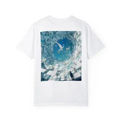 Man Standing Inside Swirling Birds Vortex