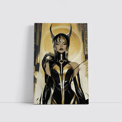 Egyptian Goddess Black Gold Comic Art