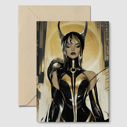 Egyptian Goddess Black Gold Comic Art