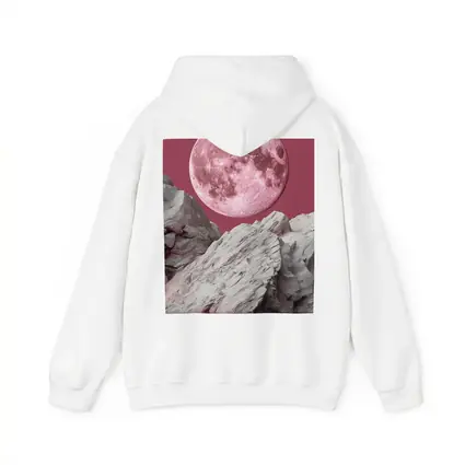 Pink Moon Over Rocky Surreal Landscape