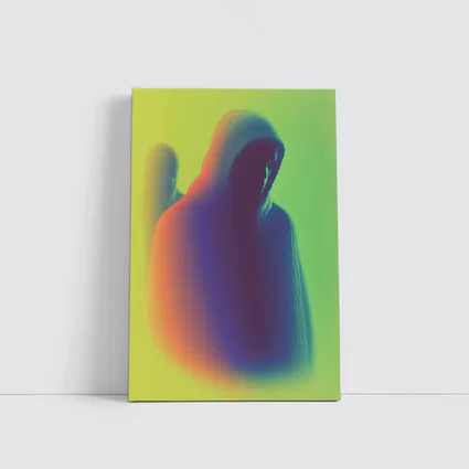 Hooded Figure Neon Green Abstract Art