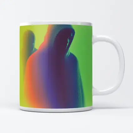 Hooded Figure Neon Green Abstract Art