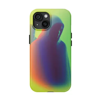 Hooded Figure Neon Green Abstract Art