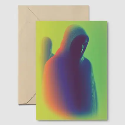 Hooded Figure Neon Green Abstract Art