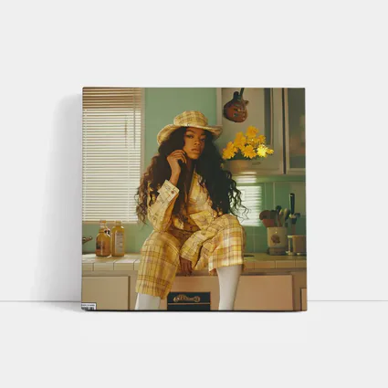 Woman Yellow Plaid Suit Retro Kitchen
