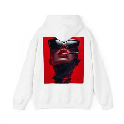 Woman Sunglasses Smoking Red Background Pop Art