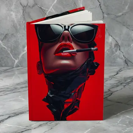 Woman Sunglasses Smoking Red Background Pop Art