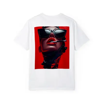 Woman Sunglasses Smoking Red Background Pop Art