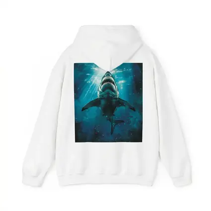 Great White Shark Swimming Deep Blue Ocean