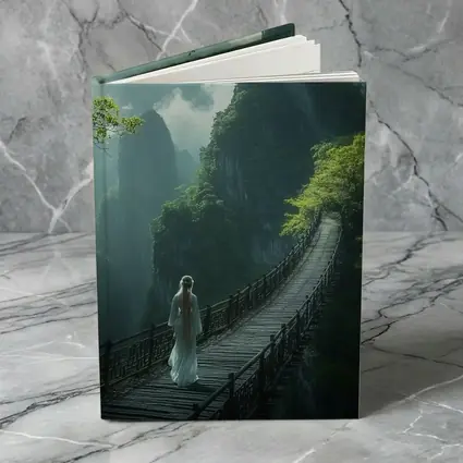 Woman in White Dress on Mountain Bridge