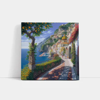 Amalfi Coast Italy Cliffside Village Pathway Art