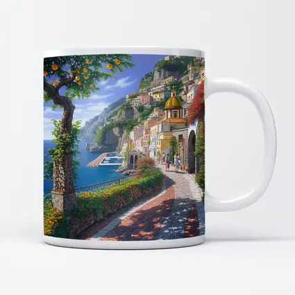 Amalfi Coast Italy Cliffside Village Pathway Art
