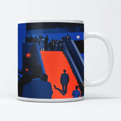 Red Carpet Staircase Blue Night Illustration