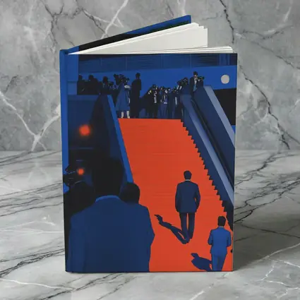 Red Carpet Staircase Blue Night Illustration