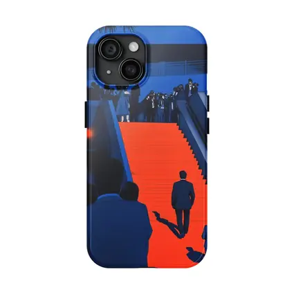 Red Carpet Staircase Blue Night Illustration