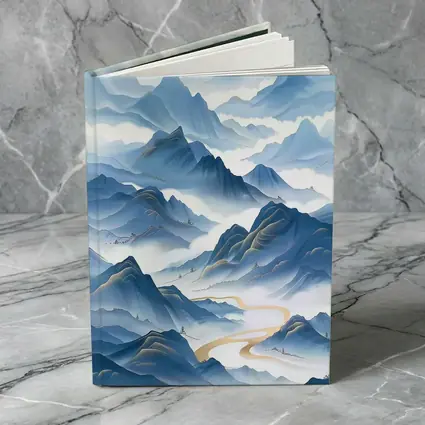 Blue Mountain Mist Chinese Ink Art