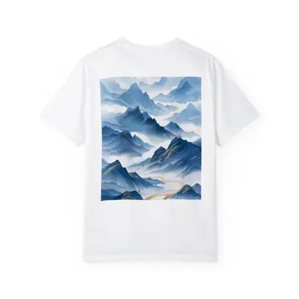 Blue Mountain Mist Chinese Ink Art