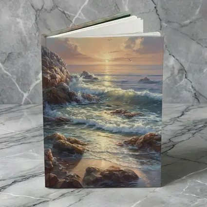 Ocean Sunrise Waves Rocky Coastal Painting