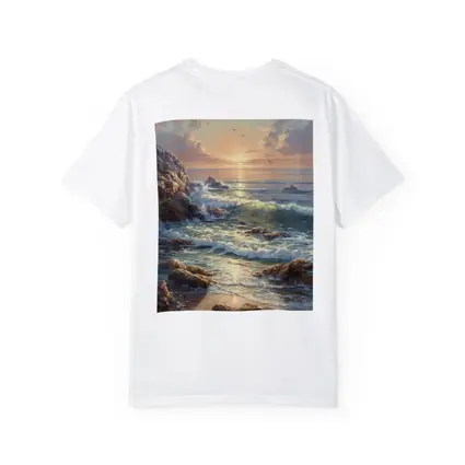Ocean Sunrise Waves Rocky Coastal Painting