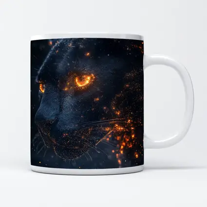 Black Panther Glowing Eyes Dark Starry Background