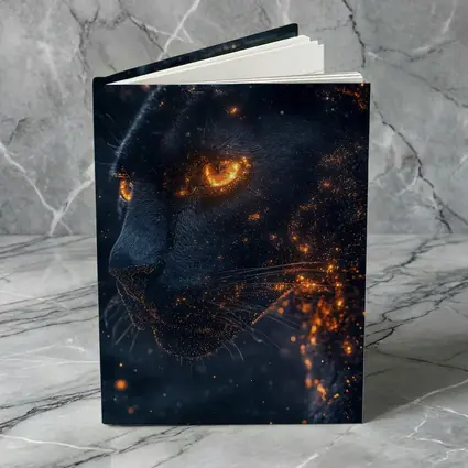 Black Panther Glowing Eyes Dark Starry Background