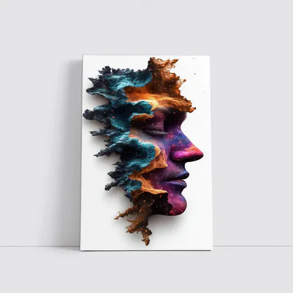 Cosmic Galaxy Woman Face Double Exposure Art
