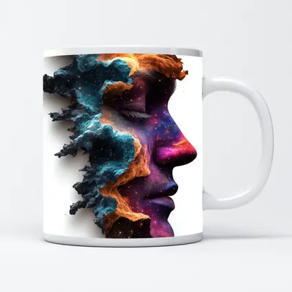 Cosmic Galaxy Woman Face Double Exposure Art