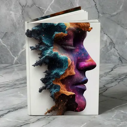 Cosmic Galaxy Woman Face Double Exposure Art