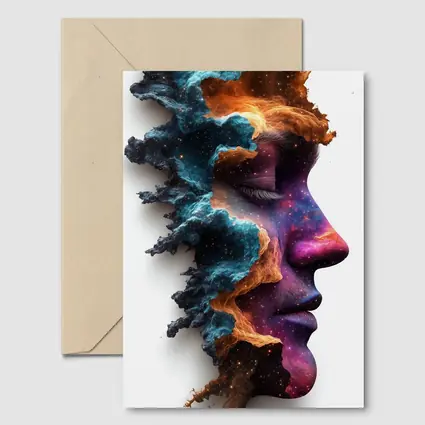 Cosmic Galaxy Woman Face Double Exposure Art